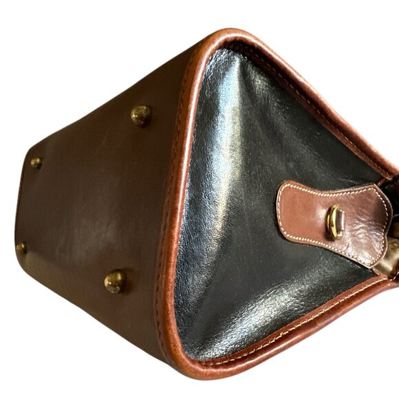 Vintage Brahmin Satchel Handbag Brown Black Smooth Leather Timeless Preppy - Picture 7 of 16